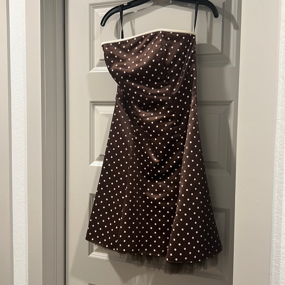 Jessica McClintock Polka Dot Brown Dress